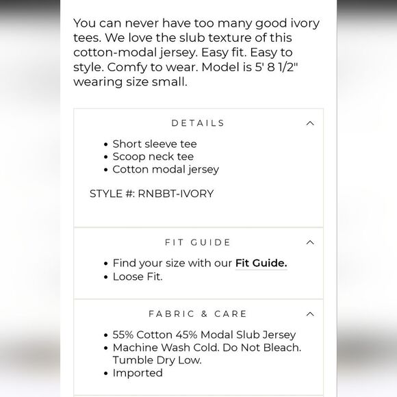 PJ Salvage Back To Basics S/S Top- Ivory - Picture 6 of 8